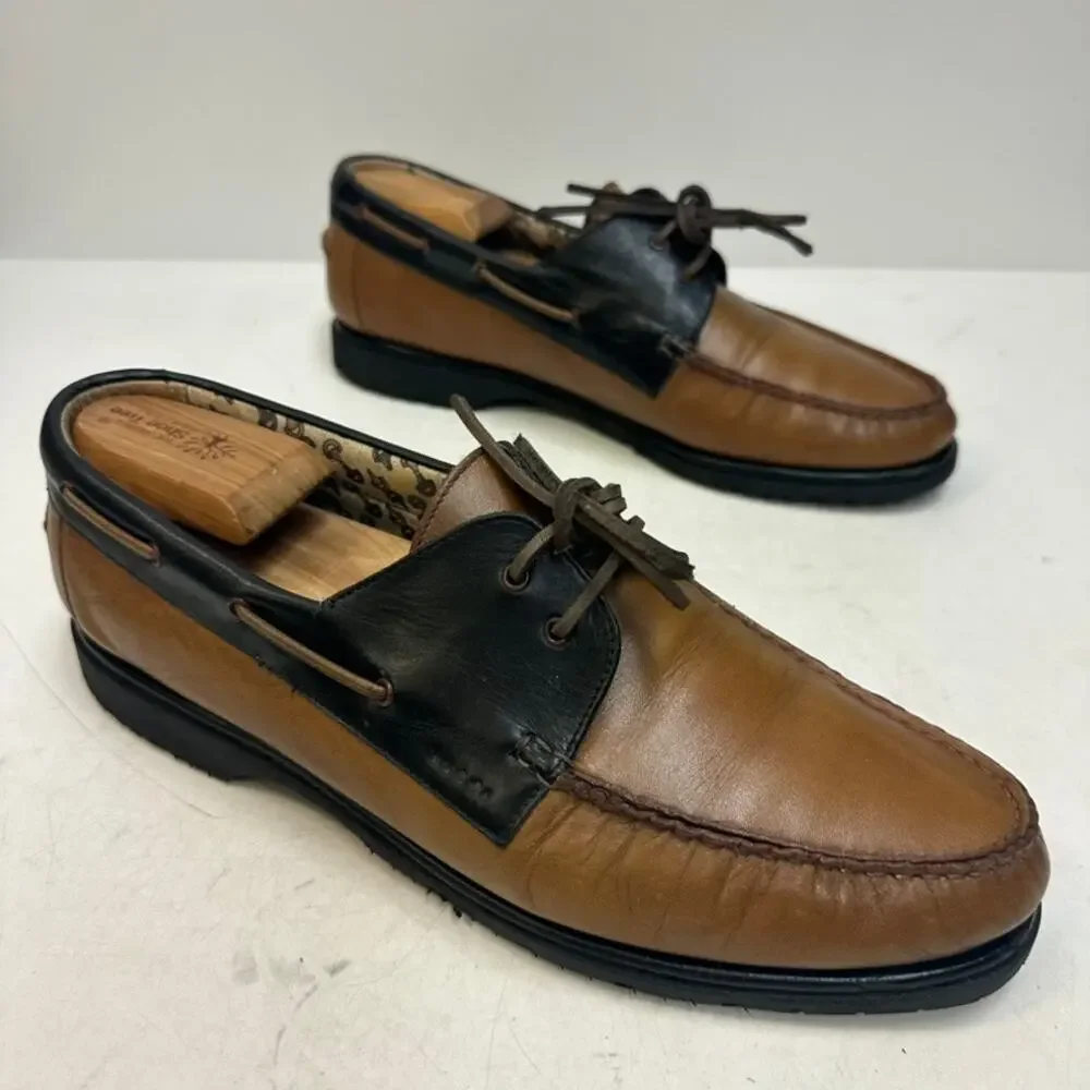 FULLY RESOLED Gucci Boat Shoes Brown Black Made in Italy Vintage EU 45 US 11.5